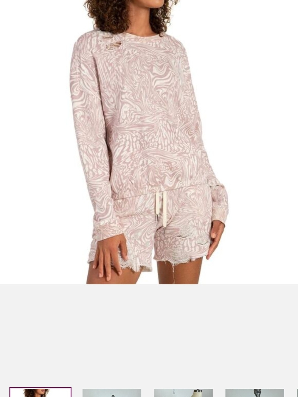 n:philanthropy Vinn Printed Distressed Sweatshirt
